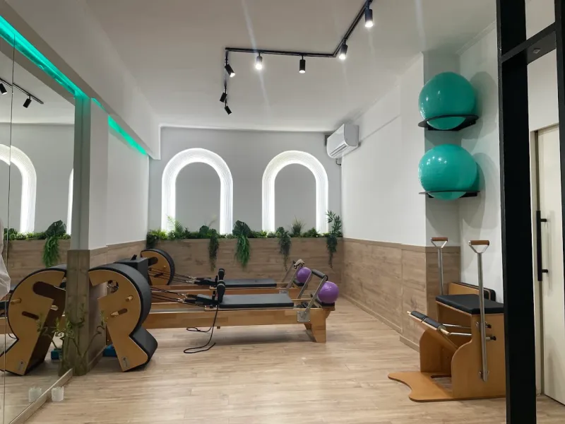 Reformers and Pilates equipment at InBalance Pilates in Kolonaki, Athens