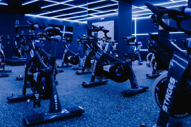 Stages indoor cycling bikes at Ground Zero Training Area in Glyfada
