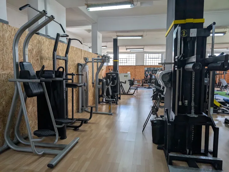The weights area at Almada Fitness Center near Lisbon